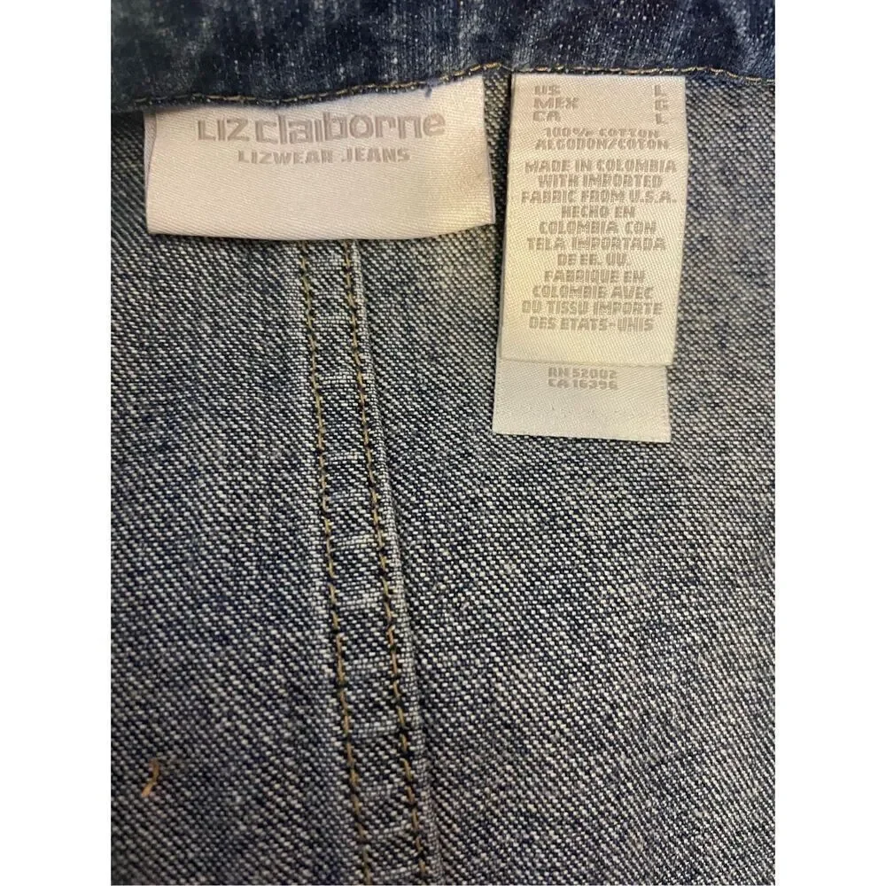 Vintage Liz Claiborne Lizwear Denim Blazer - 90s RARE Classic Jacket Size Large